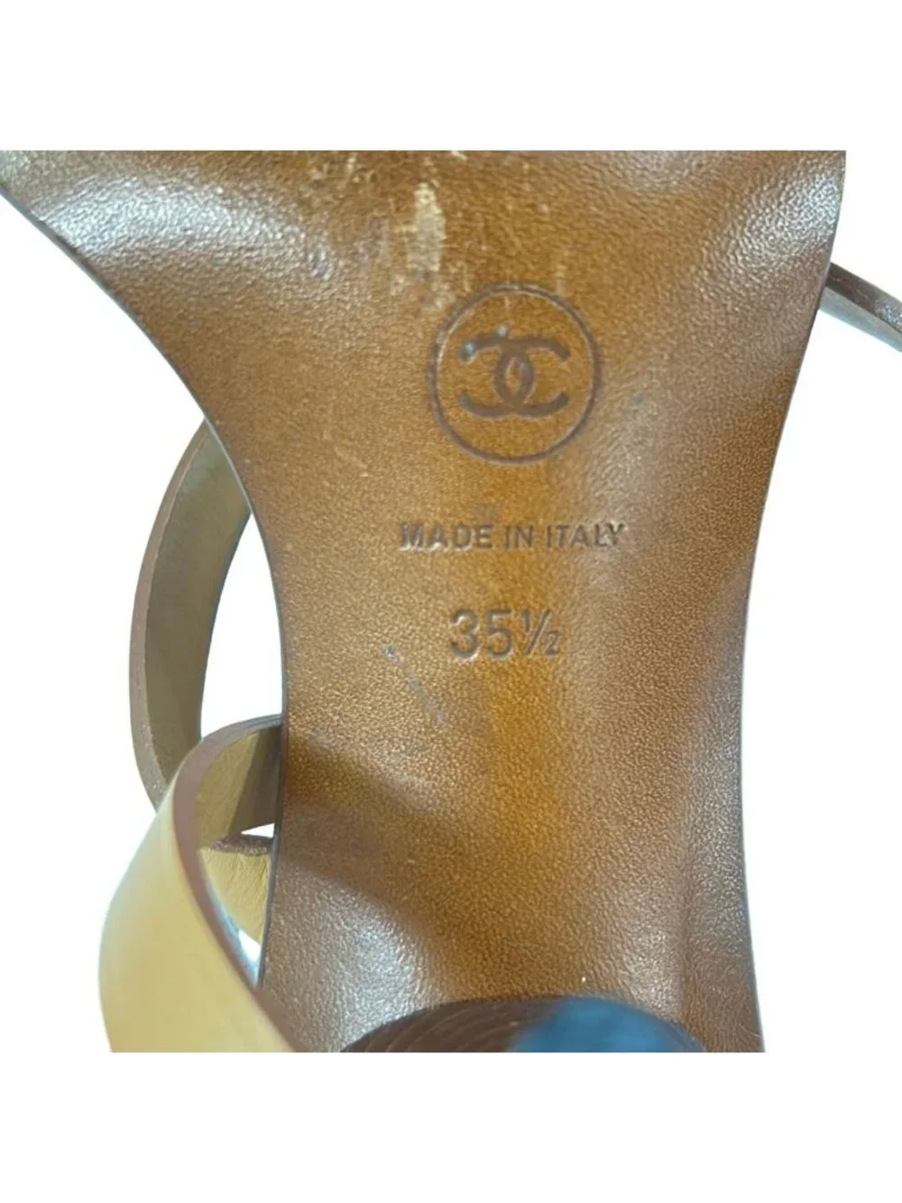 Chanel Sandals Beige Leather